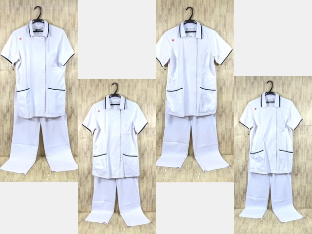 r38 ナース服 看護婦服 白衣上下4セット ジャケット+ストレートパンツ LLサイズ/yt3670【3XME】