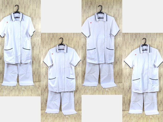 r38 ナース服 看護婦服 白衣上下 ジャケット+ストレートパンツ EL～4Lサイズ/yt3675【3WRT】
