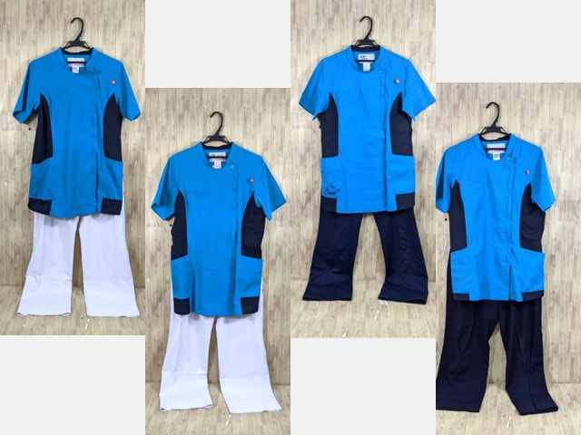r38 ナース服 看護婦服上下セット ジャケット+ストレートパンツ 青 LL～3Lサイズ/yt3681【3WOX】