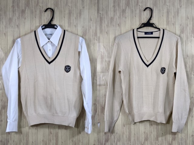 S07 京都府 北嵯峨高校 セーター+ニットベスト+長袖シャツ×2点/yt3686【4WOC】