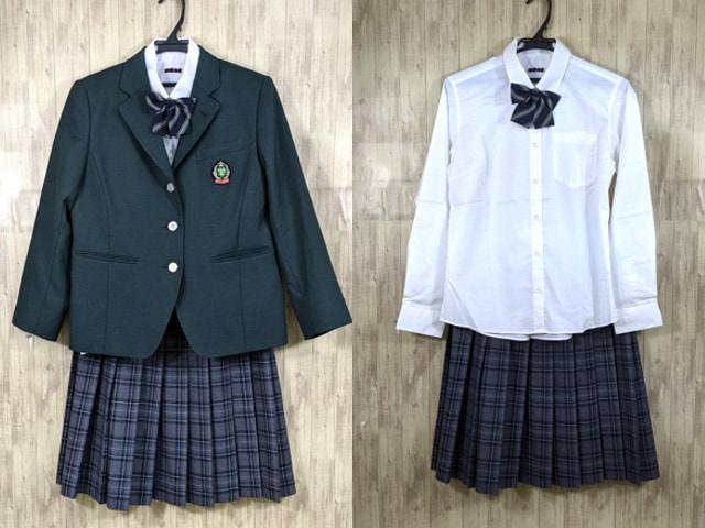 r51 東京都 鷹南学園 三鷹市立第五中学校 ブレザー+長袖シャツ+冬服スカート+リボン/yt3716【3XHSD】