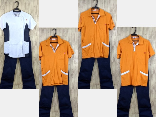 r38 看護服 ナース服上下セット 半袖ポロシャツ+ストレートパンツ サイズS/yt3742【3WIV】