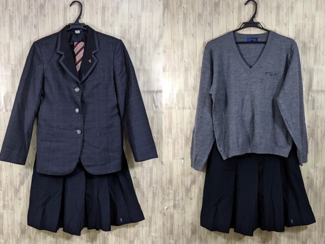 S76 京都府立城山高校 ブレザー+セーター+夏服スカート+ネクタイ/yt3756【15ERT】