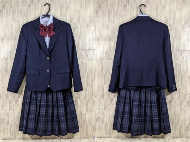 u59 大阪府 箕面自由学園高校 ブレザー+長袖シャツ+冬服・夏服スカート+リボン/yt3835【2XJEC】