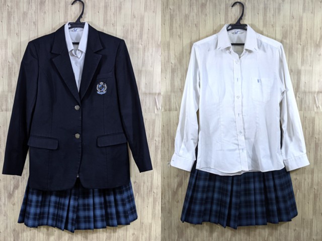 u77 京都府 京都産業大学附属高校 ブレザー+長袖シャツ+冬服・夏服スカート/yt3858【15LEX】