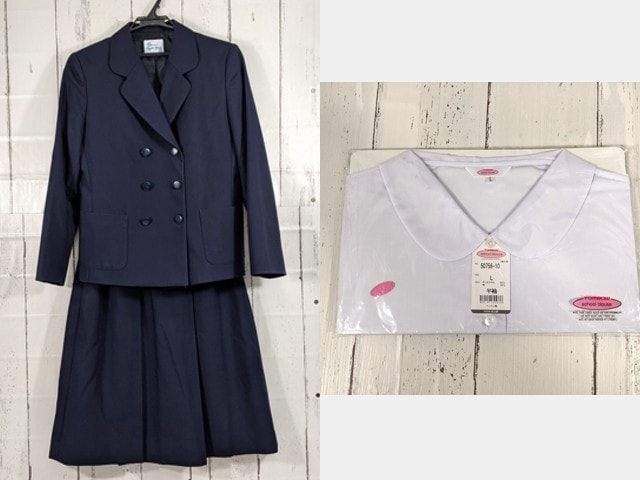 w48 宮城県 蛇田中学校 ブレザー+半袖ブラウス+冬服スカート/yt3925【5XHD】