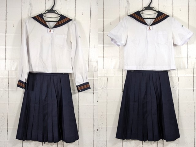 w66 東京都 関東国際高校 中間服・夏服セーラー服+夏服スカート/yt3937【1CBNFS】