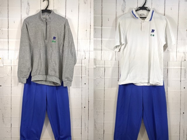 N78 愛知県 名東高校 体操着 体操服 半袖ポロシャツ+トレーナー+長袖ジャージパンツ/yt3943【4HDV】