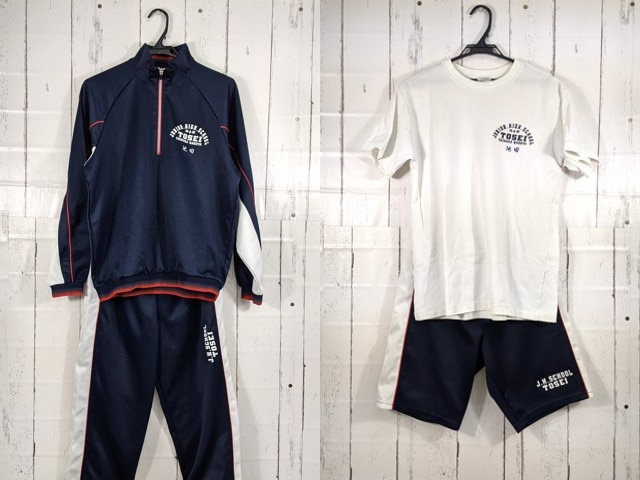 N78 愛知県 東星中学校 体操服 体操着 半袖シャツ+ハーフパンツ+長袖ジャージ上下/yt3948【5DJV】