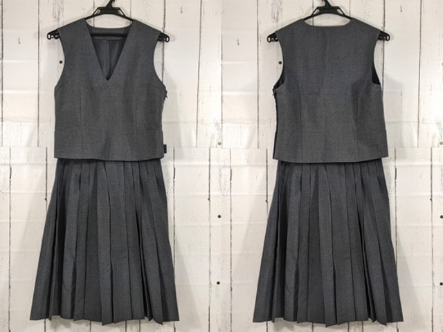 w22 神奈川県 南林間中学校 ベスト+サスペンダー付き夏服スカート/yt3951【6SDH】