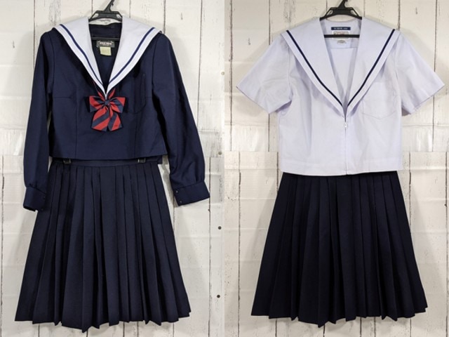 N91 愛知県 東星中学校 冬服・夏服セーラー服+夏服スカート+リボン/yt3979【15KCE】