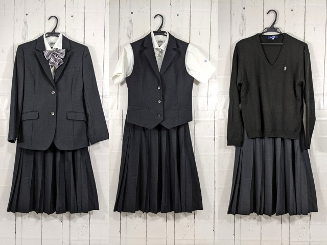 T2095 京都府 京都堀川音楽高等学校 ブレザー+半袖・長袖シャツ+ベスト+セーター+冬服スカート+リボン/yt4007【6SJEF】
