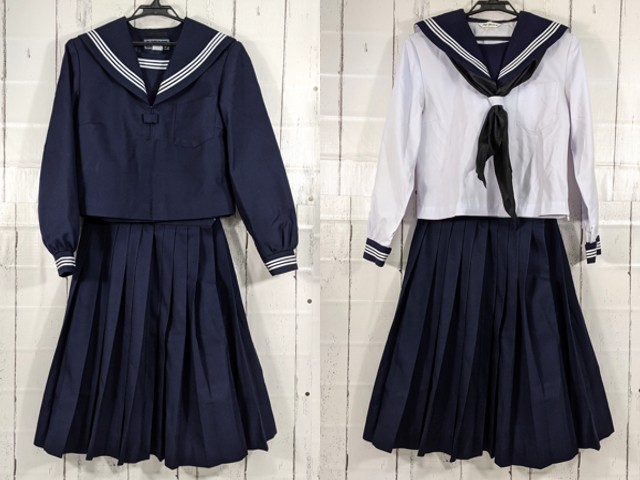 T2099 中学校 高校 冬服・中間服セーラー服+冬服スカート+スカーフ/yt4010【8XJD】