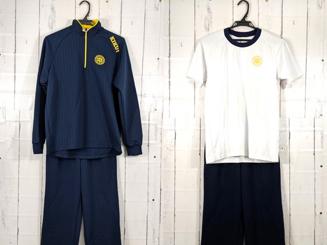 v40 愛知県 菊井中学校 体操服 体操着 半袖シャツ+長袖ジャージ上下/yt4012【4WPX】