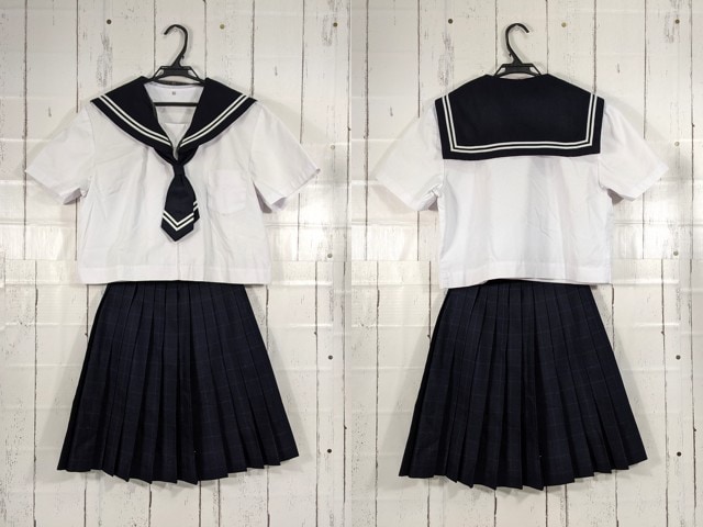 T2072 北海道 滝川江陵中学校 ネクタイ付き夏服セーラー服+夏服スカート/yt4019【7XJD】