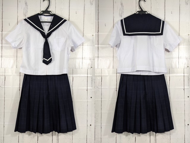 T2072 北海道 滝川江陵中学校 ネクタイ付き夏服セーラー服+夏服