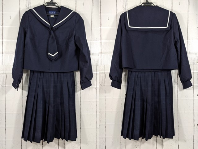 T2072 北海道 滝川江陵中学校 ネクタイ付き冬服セーラー服+冬服スカート/yt4024【12KDE】