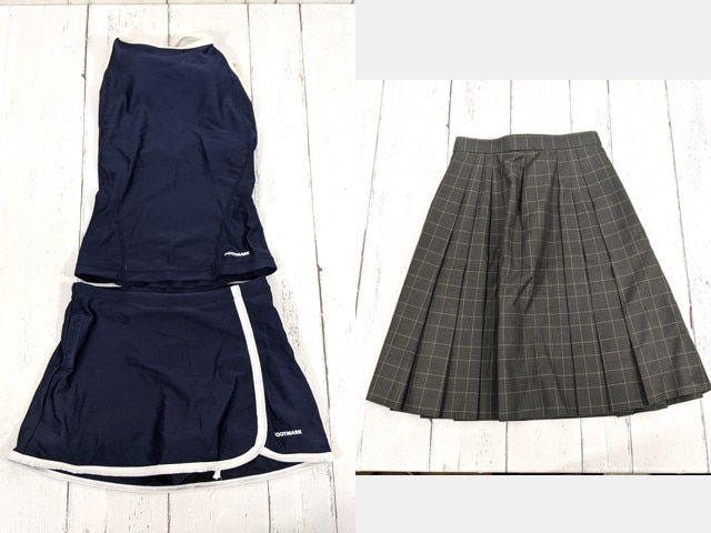 w82 宮城県 大河原中学校 冬服スカート+スクール水着/yt4051【4EOD】