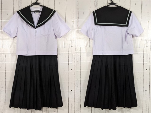 O35 愛知県 前林中学校 夏服セーラー服+夏服スカート/yt4080【9LKZ  