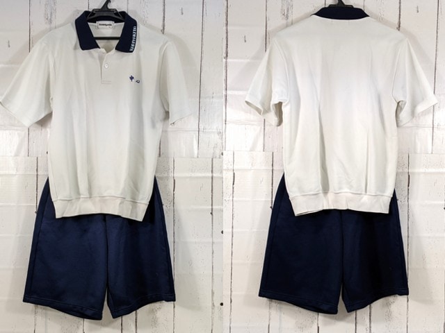 O35 愛知県 刈谷北高校 体操服 体操着 半袖ポロシャツ+ハーフパンツ/yt4101【3EKW】