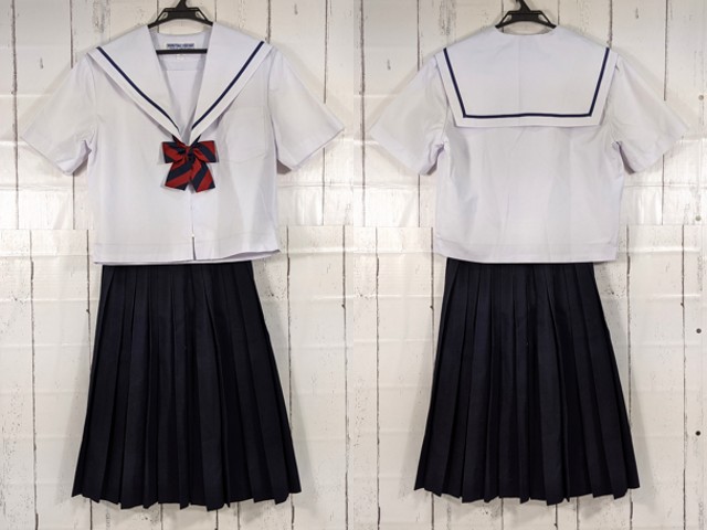 O76 愛知県 東星中学校 夏服セーラー服+夏服スカート+リボン/yt4116【1HSEF】