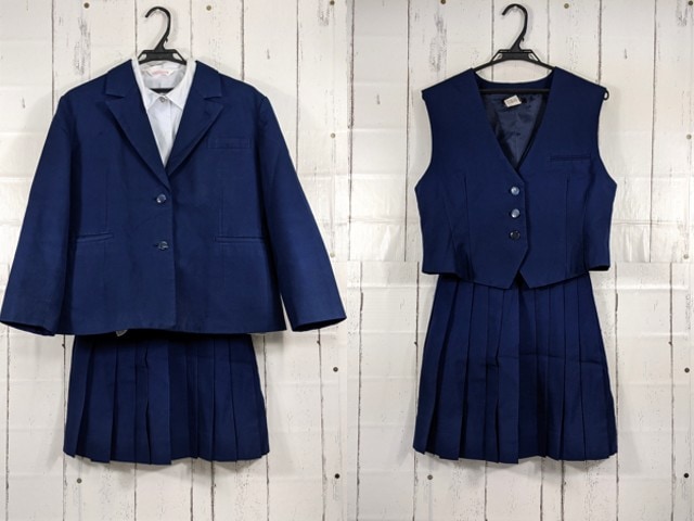 T2218 熊本県 八代南高校 ブレザー+ベスト+長袖シャツ+冬服スカート/yt4168【15XKD】