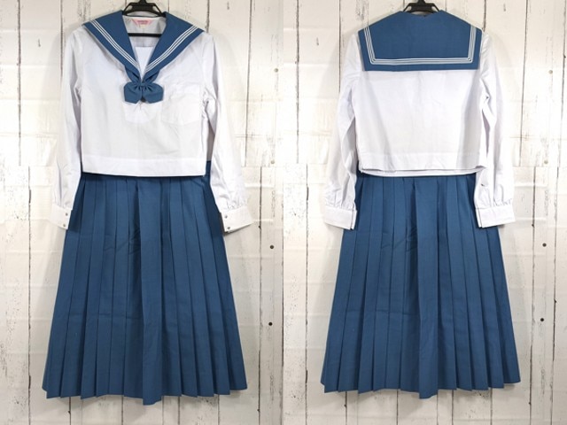 T2218 熊本県 白川中学校 中間服セーラー服+夏服スカート+リボン/yt4177【2XJDE】
