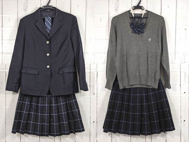 y56 京都府 塔南高校 ブレザー+セーター+冬服スカート+ネクタイ+リボン/yt4216【27SKE】