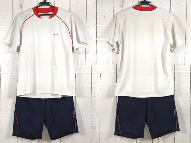 P90 愛知県 愛知総合工科高校 体操服 体操着 半袖シャツ+ハーフパンツ/yt4219【4WKC】