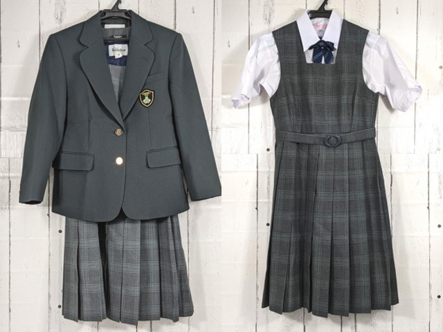 x99 東京都 葛飾区立小松中学校 ブレザー+半袖カッターシャツ+ジャンパースカート+リボン/yt4237【2EXEG】