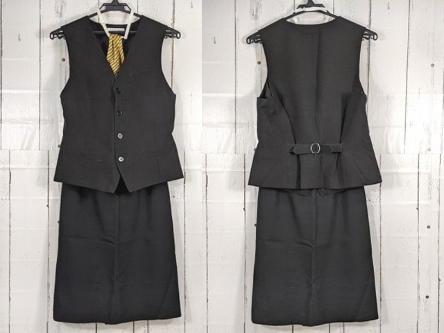 x88 東京都  駿台トラベル＆ホテル専門学校 ベスト+スカート+名札+ネクタイ/yt4238【1WEUC】