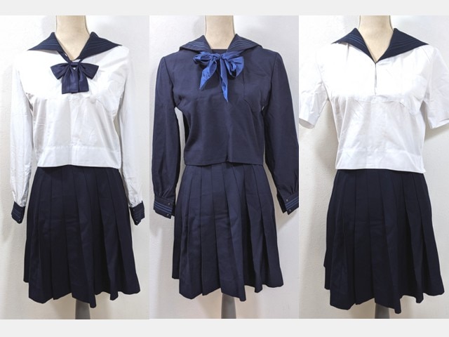 y16 東京都  東京学芸大学附属高校 冬服・中間服・夏服セーラー服+冬服・夏服スカート+スカーフ+リボン/yt4240【5EJCT】