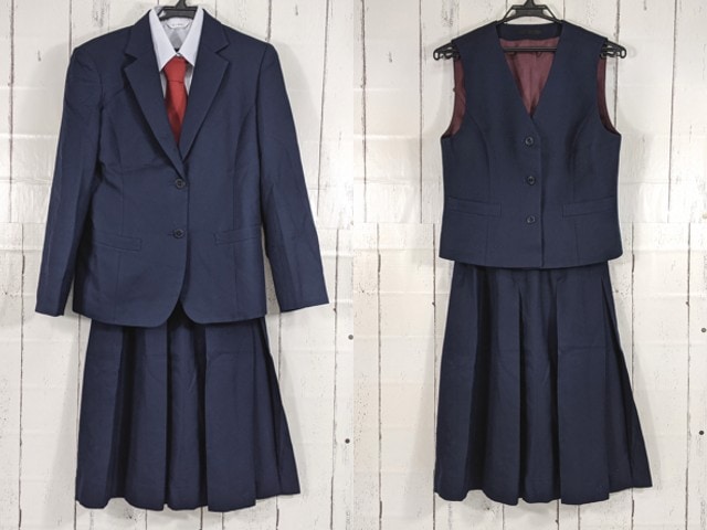 Z02 奈良県 添上高校 ブレザー+長袖カッターシャツ+冬服スカート+ベスト+ネクタイ/yt4301【1DJRW】
