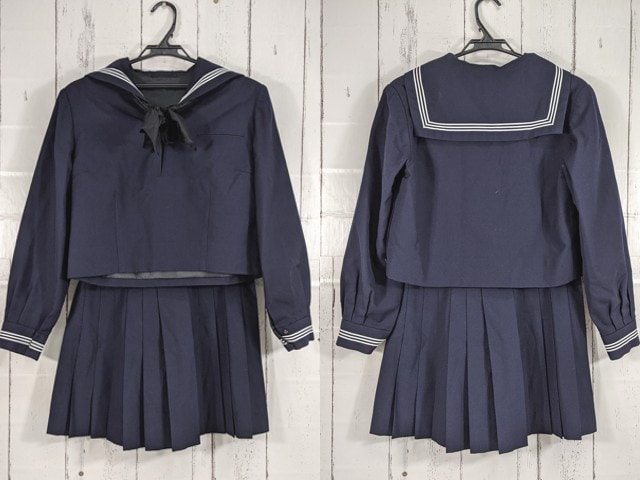 Z01 東京都立八潮高校 冬服セーラー服+夏服スカート+スカーフ/yt4304【5XEF】