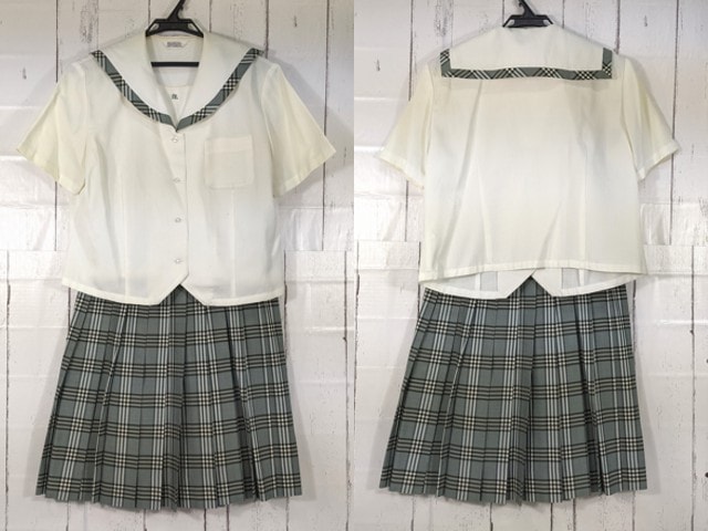 Z44 熊本県 有明高校 夏服セーラー服+夏服スカート/yt4364【18KEC】