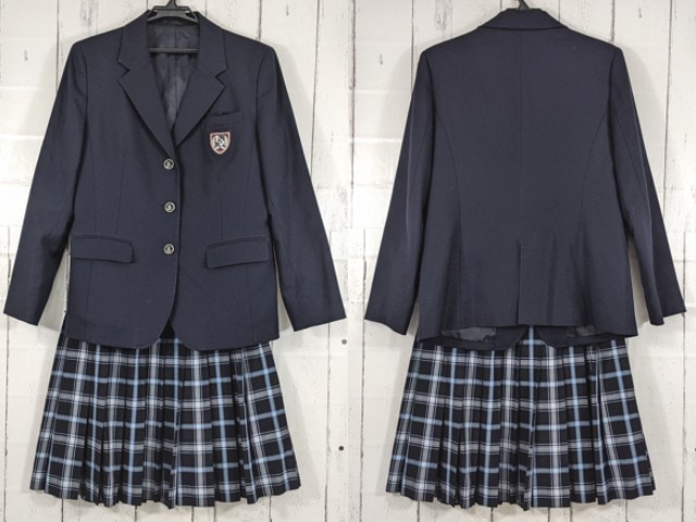Q83 愛知県 神丘中学校 ブレザー+夏服スカート/yt4379【5LQE】