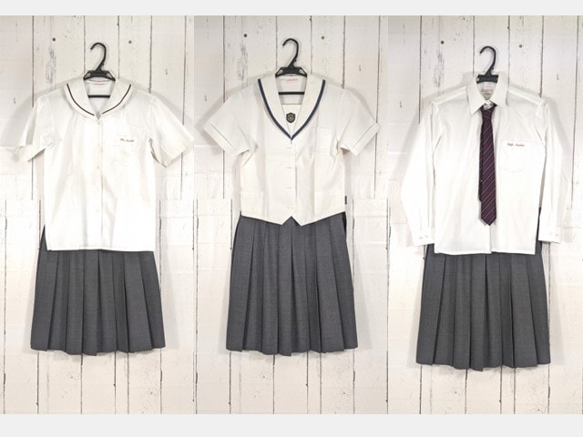 Z72 大阪府 清風南海高校 夏服セーラー服+半袖・長袖シャツ+夏服スカート+ネクタイ/yt4394【2EUCG】
