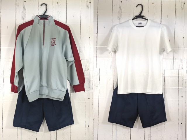 R51 愛知県 名古屋北高校 体操服 体操着 シャツ+ハーフパンツ+長袖ジャージ/yt4420【6XKE】