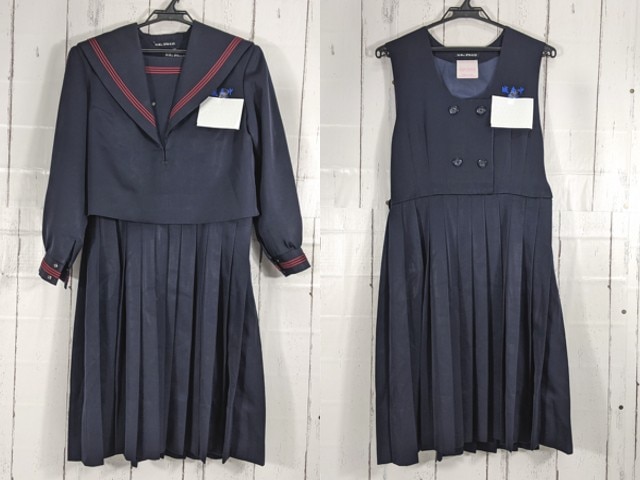 a03 福岡県 城南中学校 冬服セーラー服+ジャンパースカート/yt4448【1XKEC】