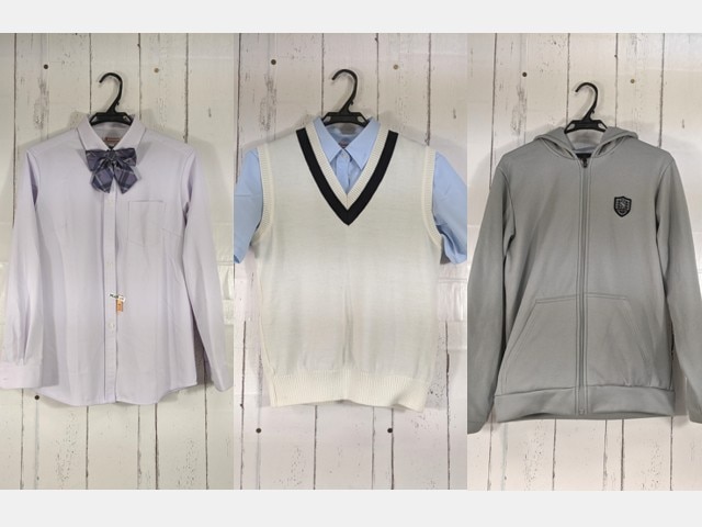 a20 福岡県 精華女子高校 パーカー+ニットベスト+半袖・長袖カッターシャツ+リボン/yt4460【3HQXD】