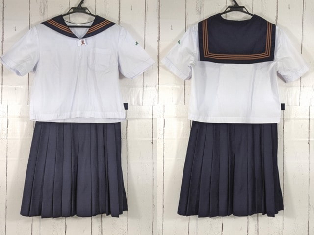 a14 東京都 関東国際高校 夏服セーラー服+夏服スカート/yt4464【3XJEC】