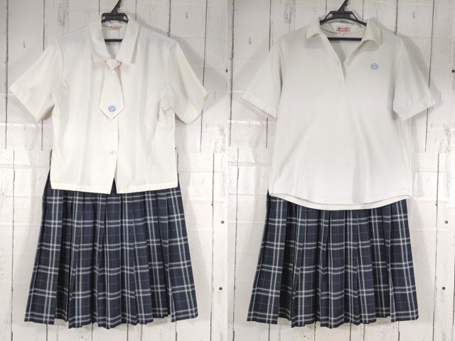 S74 愛知県 聖カピタニオ女子高校 夏服ブラウス+半袖ポロシャツ+夏服スカート/yt4553【2WLDX】