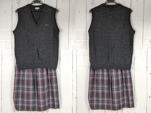 b22 東京都 共立女子第二高校 ニットベスト+夏服スカート/yt4559【1DHEC】