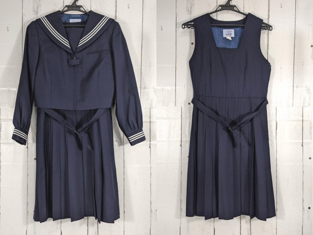 b74 神奈川県 座間市立南中学校 冬服セーラー服+ジャンパースカート/yt4626【8XKE】