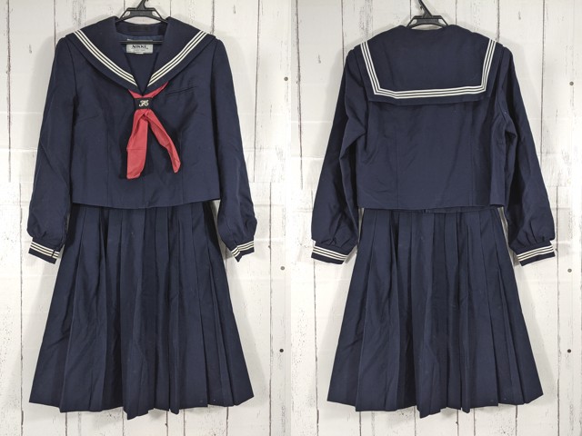 b50 東京都 石神井中学校 冬服セーラー服+冬服スカート+スカーフ/yt4647【6ERG】