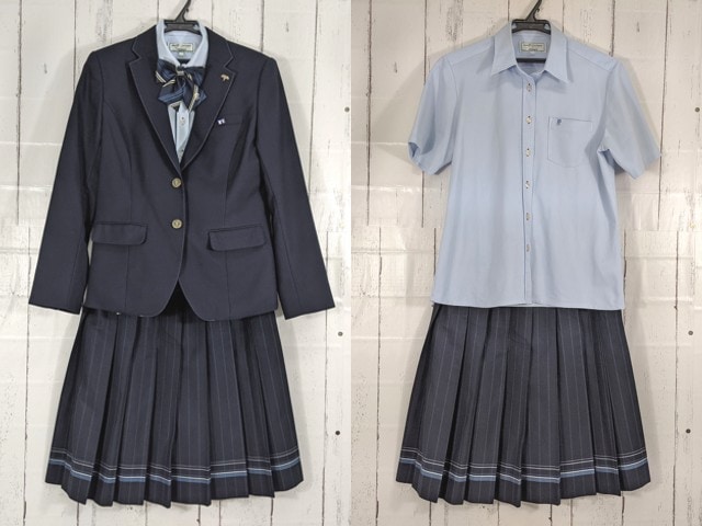 b84 福岡県立八幡高校 ブレザー+半袖・長袖シャツ+冬服スカート+リボン/yt4681【4VLSV】