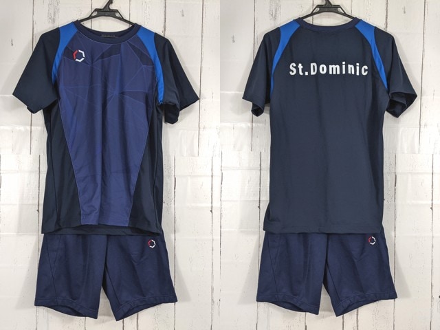 b80 宮城県 聖ドミニコ高校 体操服 体操着 半袖シャツ+ハーフパンツ/yt4683【3DRB】