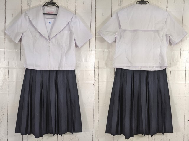 U59 愛知県 牧の池中学校 夏服セーラー服+夏服スカート/yt4731【4FHO】