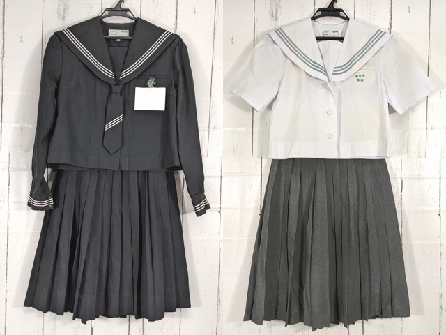 c74 沖縄県 港川中学校 ネクタイ付き冬服・夏服セーラー服+夏服・冬服スカート/yt4805【27CME】