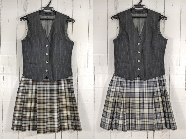 c85 東京都 錦城高校 ベスト+夏服・冬服スカート/yt4824【1CMGB】